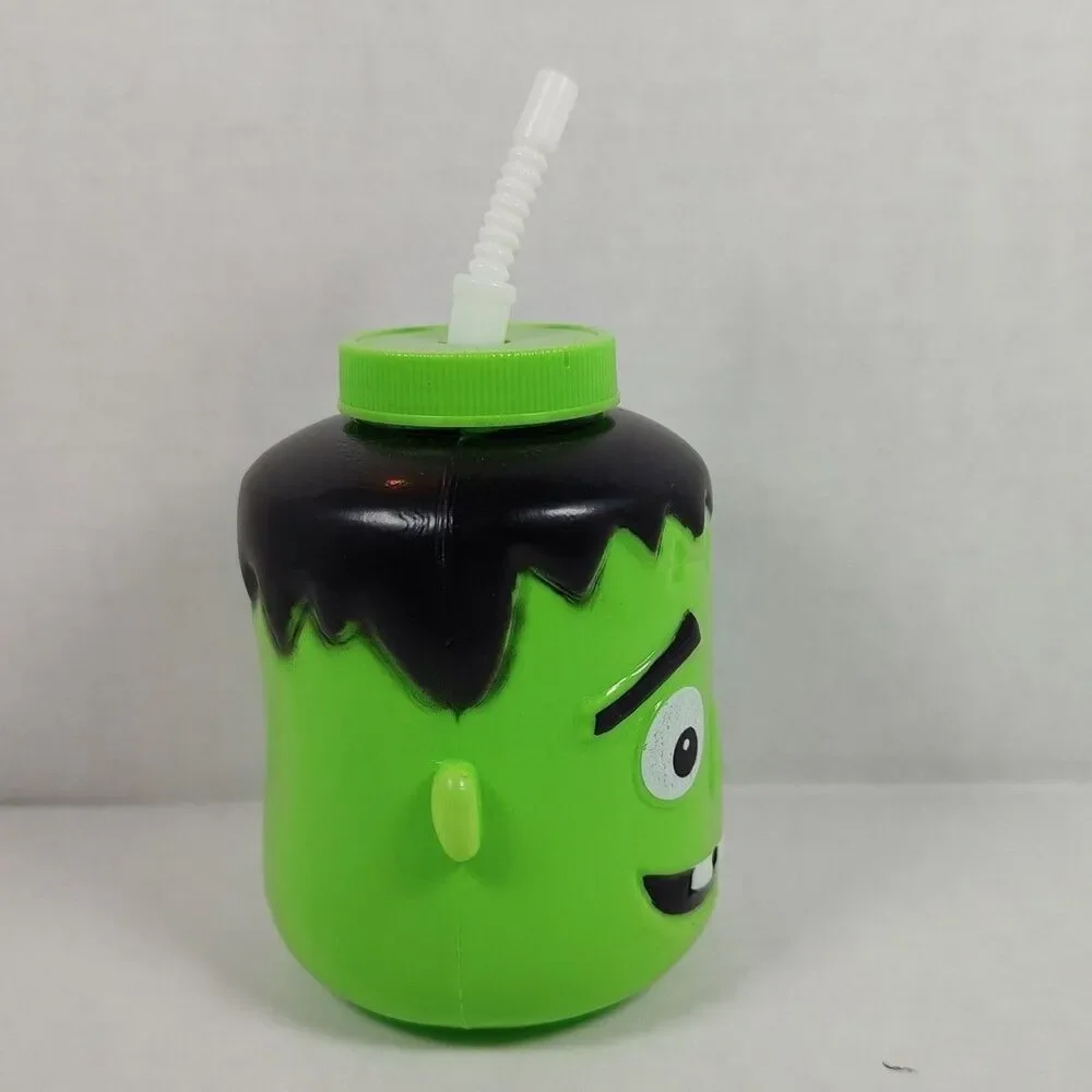 Frankenstein Sippy Cup Tumbler Screw-On Lid Straw Holiday Seasonal Party Favor
